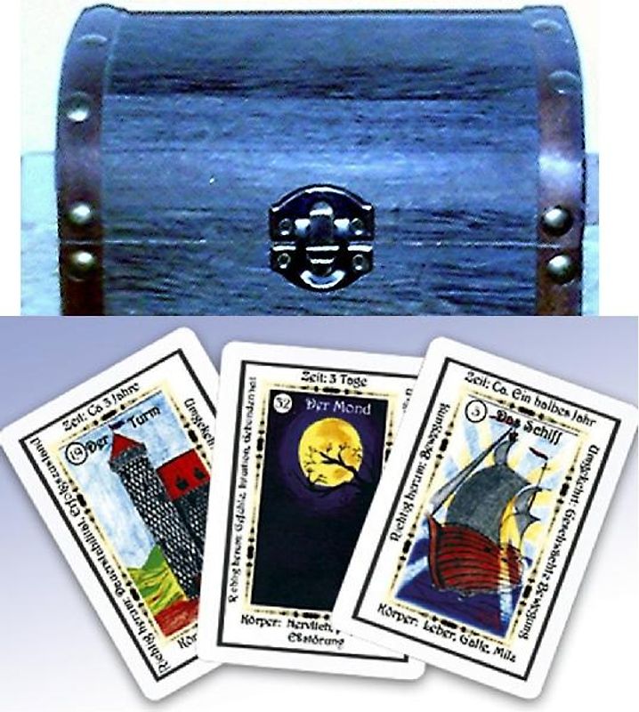 Karten, 36 Geja-Lenormandkarten mit Holzschatulle