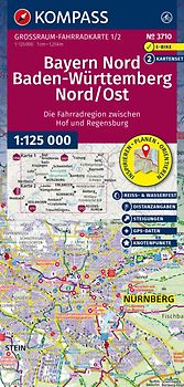 KOMPASS Großraum Fahrradkarte 3710 Bayern Nord, Baden-Württemberg Nord/Ost 1:125.000