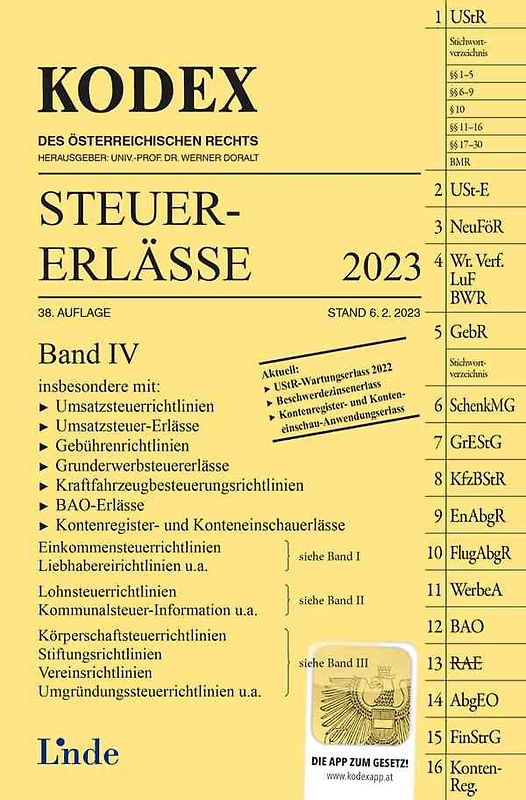 KODEX Steuer-Erlässe 2023, Band IV