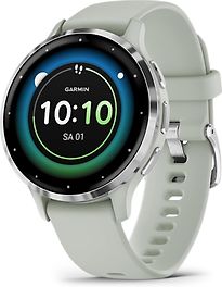 Image of Garmin Venu 3S 41 mm zilver van roestvrij staal met groen behuizing en siliconen polsband [wifi] (Refurbished)