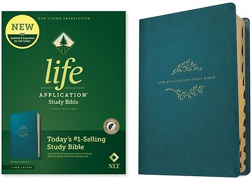 NLT Life Application Study Bible, Third Edition (Leatherlike, Teal Blue, Indexed, Red Letter)