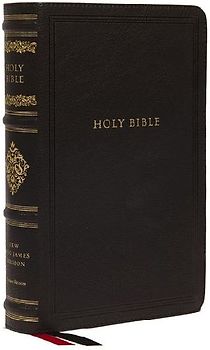 NKJV Large Print Reference Bible, Black Leathersoft, Red Letter, Comfort Print, Thumb Indexed (Sovereign Collection)