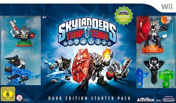 Skylanders: Trap Team Dark Edition [Starter Pack inkl. Trap-Portal, 3 Figuren, 3 Fallenschlüssel, 1 Charakter-Sammelposter und 3 Sammelkarten, Sammelfallensteckfach] Nintendo Wii