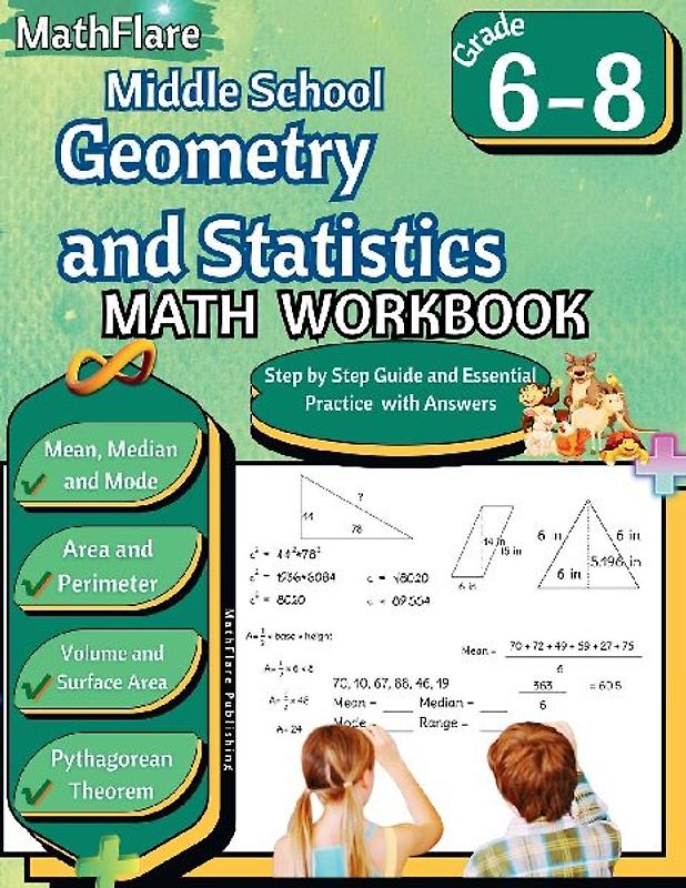 Middle School Geometry and Statistics Workbook 6th to 8th Grade