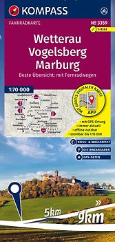 KOMPASS Fahrradkarte 3359 Wetterau, Vogelsberg, Marburg 1:70.000