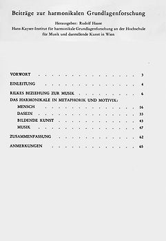 Das Harmonikale in der Musikauffassung Rainer Maria Rilkes