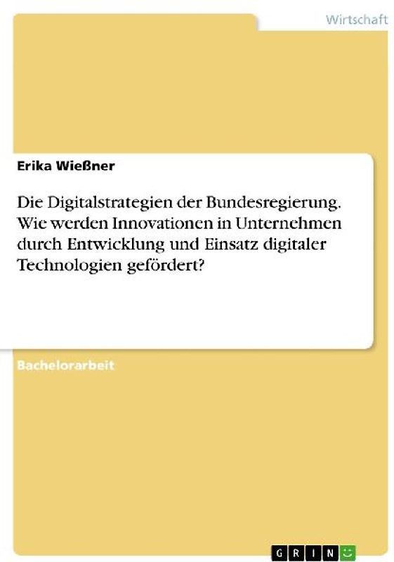Die Digitalstrategien der Bundesregierung. Wie werden Innovationen in Unternehmen durch Entwicklung und Einsatz digitaler Technologien gefördert?
