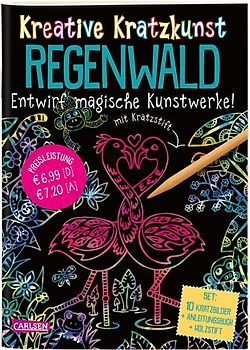 Kreative Kratzkunst: Regenwald: Set mit 10 Kratzbildern, Anleitungsbuch und Holzstift