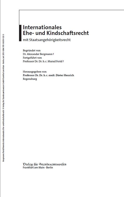 Internationales Ehe- und Kindschaftsrecht mit Staatsangehörigkeitsrecht