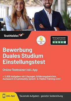 Bewerbung duales Studium Einstellungstest: Online-Testtrainer inkl. App | + 5.000 Aufgaben mit Lösungen, Erfahrungsberichte, Austausch in Community, Sprach- & Mathe-Training uvm!