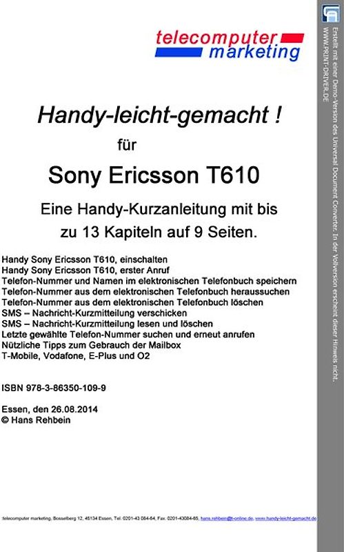 Sony Ericsson T610-leicht-gemacht. Handy-leicht-gemacht für Sony Ericsson T610