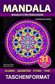 Mandala: Anti-Stress-Malbuch für Erwachsene. Schwarzer Hintergrund. Taschenformat