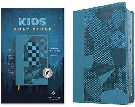 NLT Kids Bible, Thinline Reference Edition (Leatherlike, Camo Blue, Indexed, Red Letter)