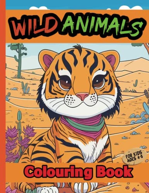 Wild Animals Colouring Book for Kids ages 4-8: Wild and simple animals in large format for colouring for kids ages 4-8 | Animals like lion, tiger, giraffe, parrot, unicorn, cat, rabbit and more