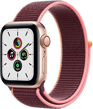 Apple Watch SE 40 mm kast van goud aluminium met Sport Loop paars [wifi + cellular]