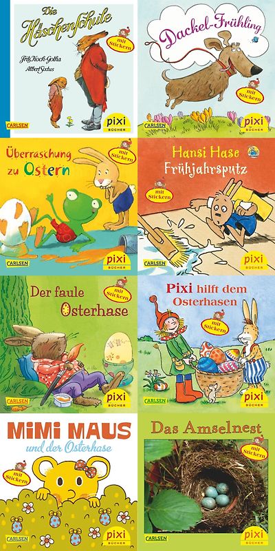 Pixi-8er-Set 221: Pixi mit Hasen Hühnern und Stickern (8x1 Exemplar)