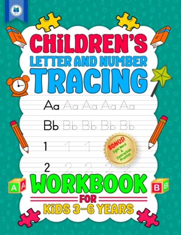 Children's Letter, Number and Site Word Tracing Workbook: A comprehensive book to help your child grow and excel in word and writing skills (Blue Bow ... for Toddlers and Kids 3-8 years old)