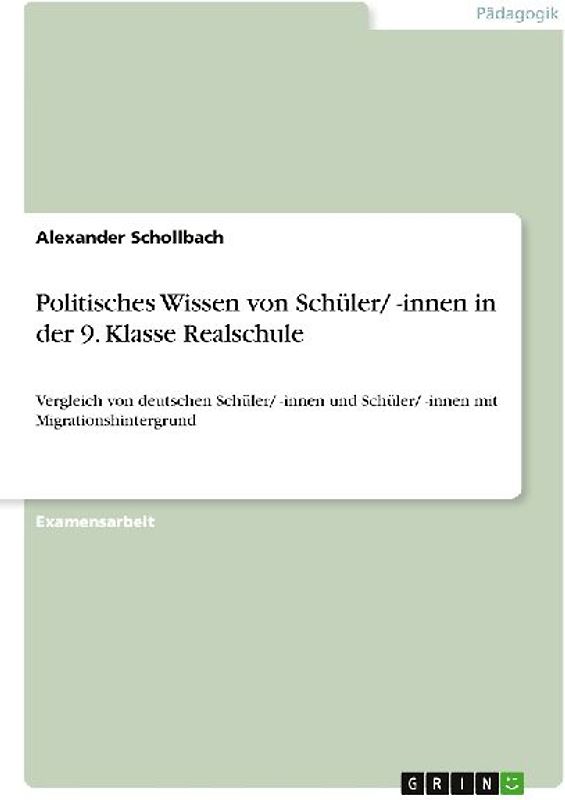 Politisches Wissen von Schüler/ -innen in der 9. Klasse Realschule