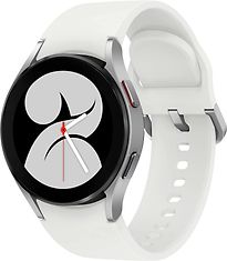 Samsung Galaxy Watch4 40 mm Boîtier aluminium argent Bracelet silicone blanc [Wi-Fi + 4G]