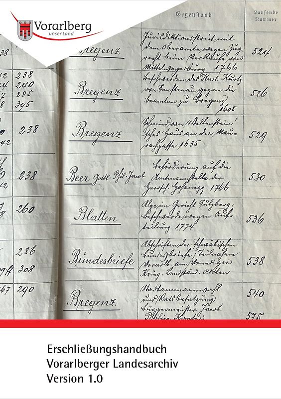 Erschließungshandbuch des Vorarlberger Landesarchivs