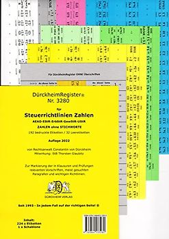 DürckheimRegister® STEUERRICHTLINIEN 2022 Gesetze und §§, ohne Stichworte: 192 Registeretiketten (sog. Griffregister) STEUERRICHTLINIEN nur §§ und ... In jedem Fall auf der richtigen Seite®