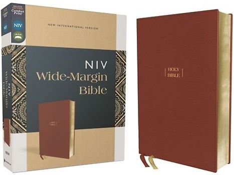 Niv, Wide Margin Bible (a Bible That Welcomes Note-Taking), Leathersoft, Brown, Red Letter, Comfort Print