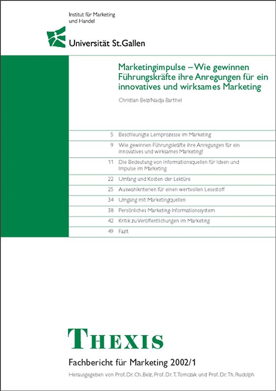Markteingimpulse - Wie gewinnen Führungskräfte ihre Anregungen für ein innovatives und wirksames Marketing