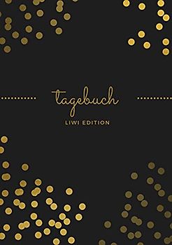 Tagebuch schön A5 liniert - 100 Seiten 90g/m² - Soft Cover goldene Punkte schwarz - FSC Papier: Diary - A5 lined - white paper