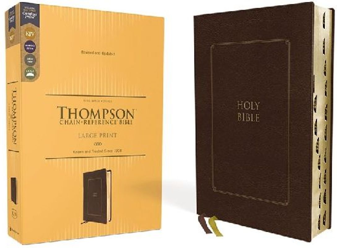 Kjv, Thompson Chain-Reference Bible, Large Print, Leathersoft, Brown, Red Letter, Thumb Indexed, Comfort Print