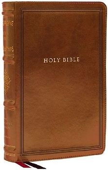 NKJV Large Print Reference Bible, Brown Leathersoft, Red Letter, Comfort Print (Sovereign Collection)