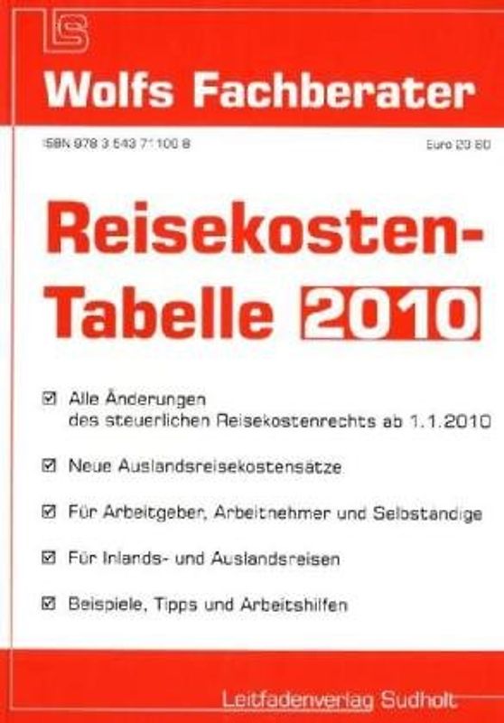 Reisekosten-Tabelle 2010