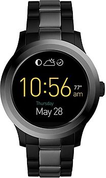 Fossil Founder 44 mm noir au bracelet en acier inoxydable noir, gris [Wifi, 2ème génération]