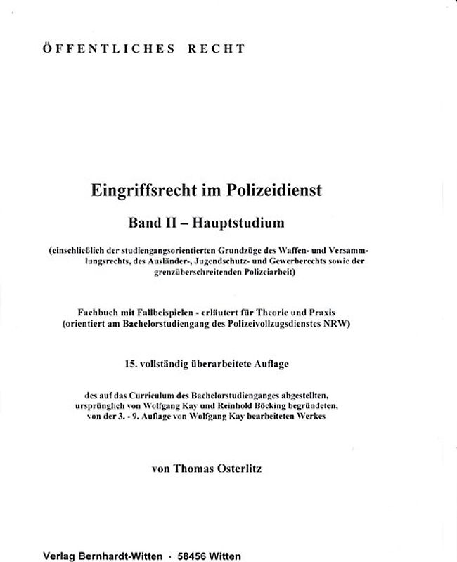 Eingriffsrecht im Polizeidienst, Band 2 - Hauptstudium
