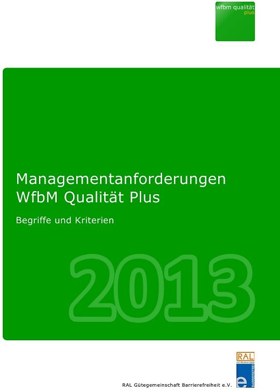 Managementanforderungen WfbM Qualität Plus 2013