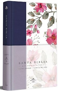 Biblia Rvr 1960 Letra Grande. Tapa Dura Tela Azul Púrpura Con Flores Tamaño Manual / Bible Rvr 1960 Handy Size Hardcover Cloth with Purple Blue Flowers