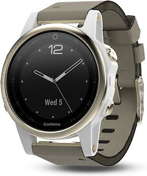 Garmin Fenix 5S 42 mm or au bracelet en daim gris [Wi-Fi, Saphir Edition]