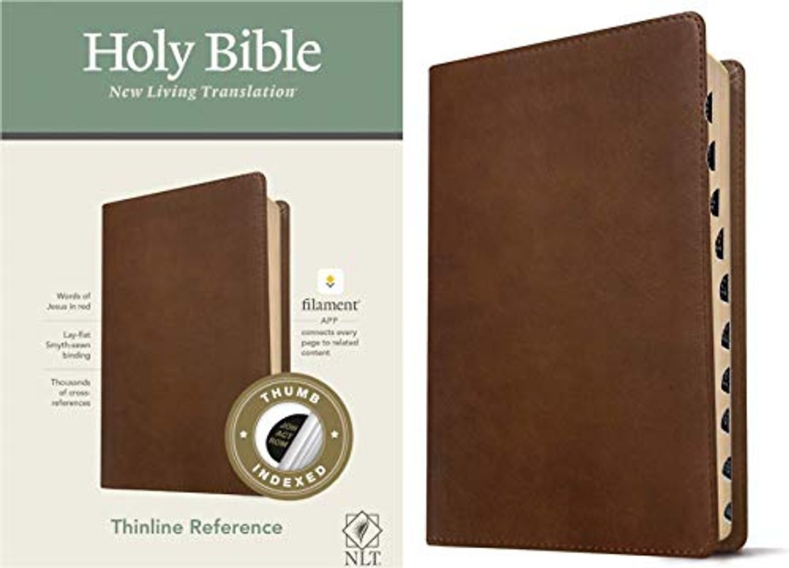 NLT Thinline Reference Bible, Filament Enabled Edition (Red Letter, Leatherlike, Rustic Brown, Indexed)