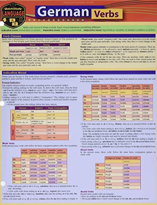 German Verbs: A Quickstudy Language Reference Guide