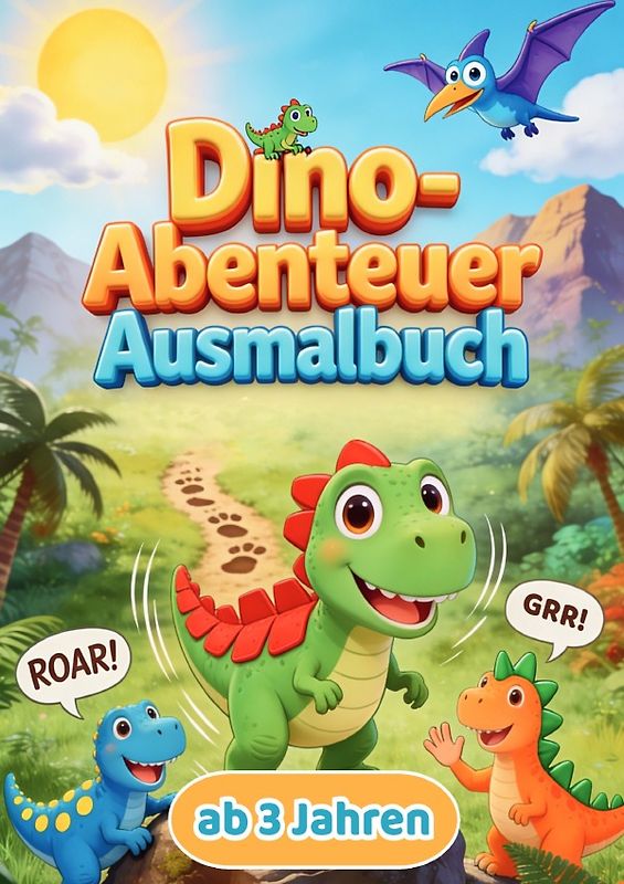 Mein Dino-Abenteuer Buch. 100 Seiten coole Dino-Abenteuer zum Ausmalen – Dein wildes Malspaß-Erlebnis ab 3 Jahren.