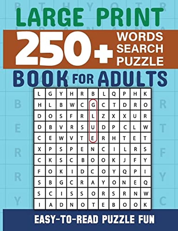 Word Search Book 250 Word Puzzles with Solutions for Adults: Large Print Word Search Book for Adults