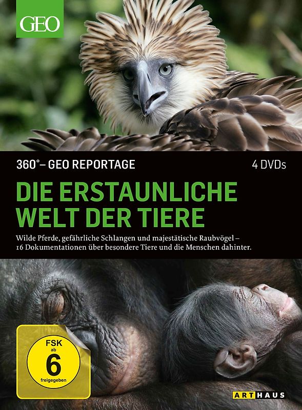 360 Grad - GEO Reportage - Die erstaunliche Welt der Tiere [4 DVDs] DVD