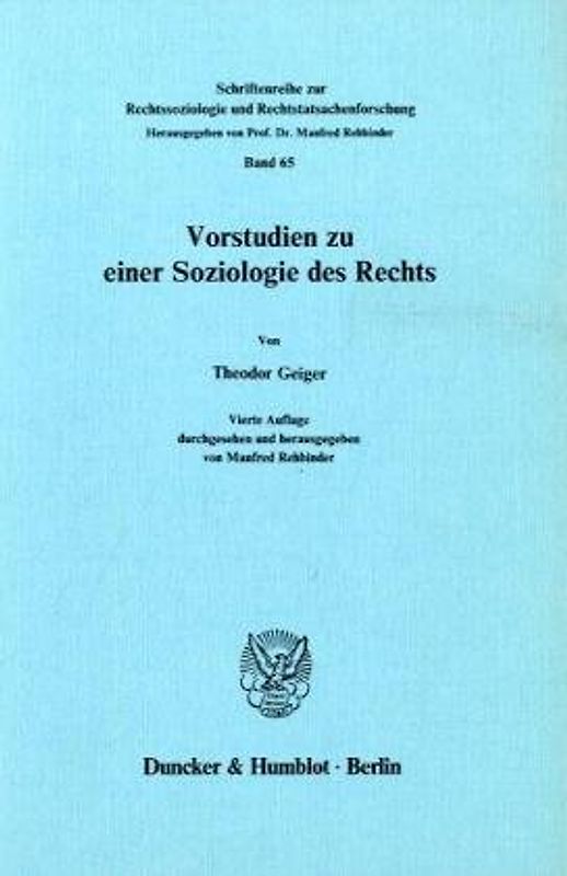 Vorstudien zu einer Soziologie des Rechts.