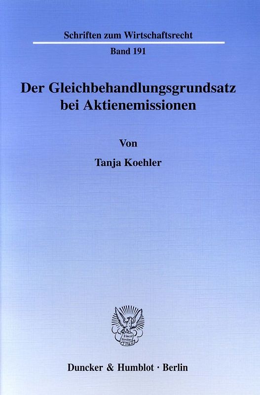 Der Gleichbehandlungsgrundsatz bei Aktienemissionen.