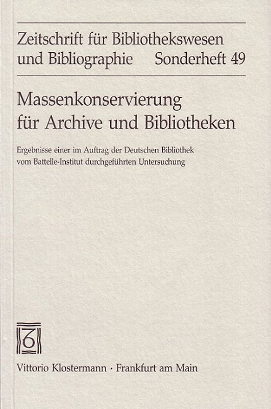 Massenkonservierung für Archive und Bibliotheken