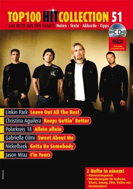 Top 100 Hit Collection 51. Das Beste aus den Charts / Noten - Texte - Akkorde - Tipps. Band 51. Klavier / Keyboard. Ausgabe mit CD-Extra.