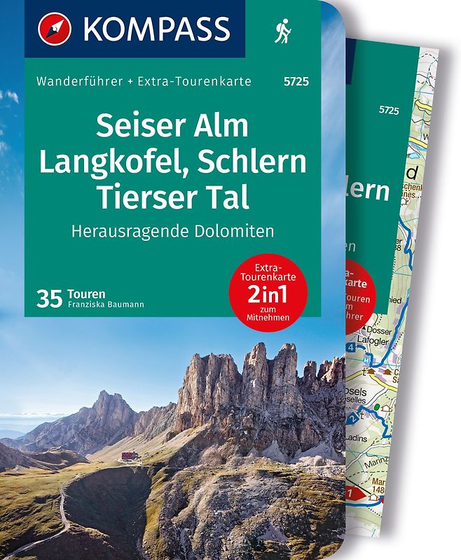 KOMPASS Wanderführer Seiser Alm, Langkofel, Schlern, Tierser Tal - Herausragende Dolomiten, 35 Touren mit Extra-Tourenkarte