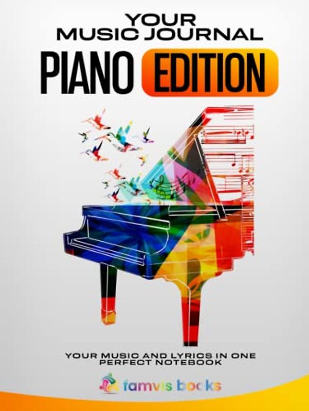 Dein Musik Journal: Klavier | Notenheft | Klavierschule mit Spaß | mit Einführung in Noten und Begriffe in mehreren Sprachen | Noten + Linien je 1 Seite | 108 Seiten | 8,5'' x 11'' | Deutsch