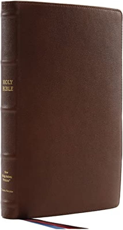 Nkjv, Thinline Reference Bible, Large Print, Premium Goatskin Leather, Brown, Premier Collection, Comfort Print