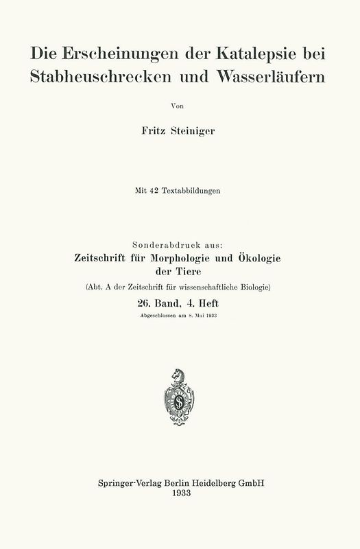Die Erscheinungen der Katalepsie bei Stabheuschrecken und Wasserläufern