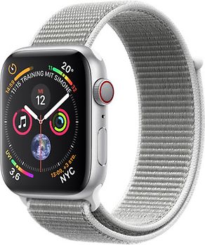 Apple Watch Series 4 44 mm boîtier en aluminium argent avec Boucle Sport coquillage [Wifi+Cellular]